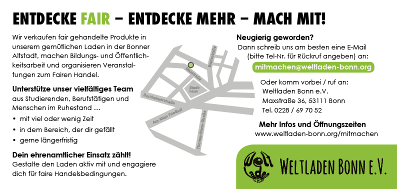 Weltladen Bonn – Mitmach-Flyer (Rückseite)